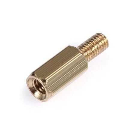 Hex Standoff, Male-Female, Brass, Plain Finish, 6-32 inch Screw Size, 1/4 inch OD, 1/4 Body Length, (Pack of 1000)